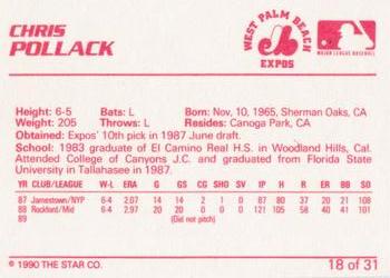 1990 Star West Palm Beach Expos #18 Chris Pollack Back