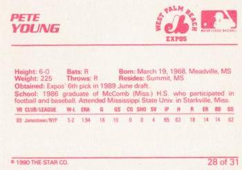 1990 Star West Palm Beach Expos #28 Pete Young Back