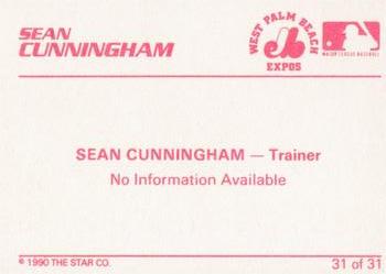 1990 Star West Palm Beach Expos #31 Sean Cunningham Back