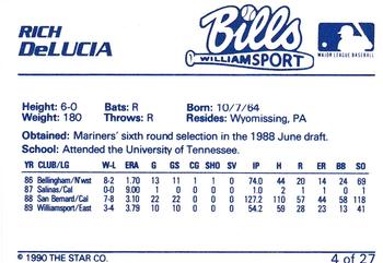 1990 Star Williamsport Bills #4 Rich DeLucia Back