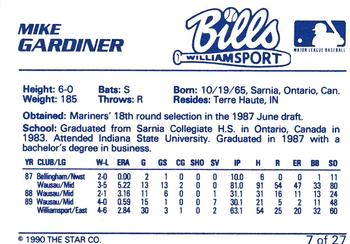 1990 Star Williamsport Bills #7 Mike Gardiner Back