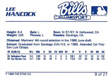 1990 Star Williamsport Bills #9 Lee Hancock Back