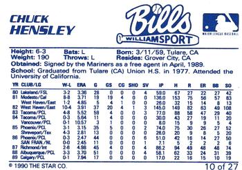 1990 Star Williamsport Bills #10 Chuck Hensley Back