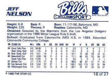 1990 Star Williamsport Bills #18 Jeff Nelson Back