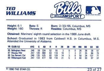 1990 Star Williamsport Bills #23 Ted Williams Back