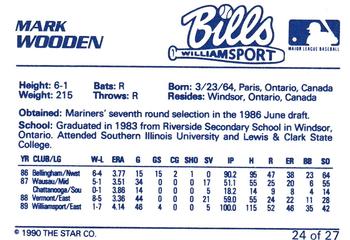 1990 Star Williamsport Bills #24 Mark Wooden Back