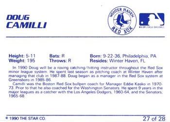 1990 Star Winter Haven Red Sox #27 Doug Camilli Back