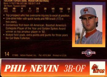 1995 Action Packed #14 Phil Nevin Back