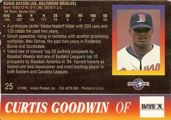 1995 Action Packed #25 Curtis Goodwin Back