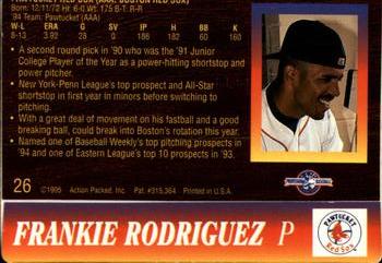 1995 Action Packed #26 Frankie Rodriguez Back