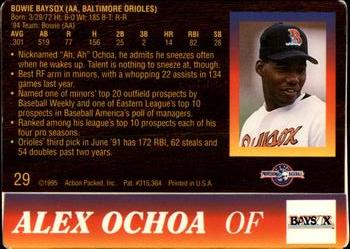 1995 Action Packed #29 Alex Ochoa Back