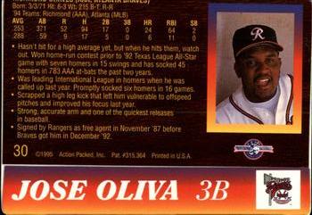 1995 Action Packed #30 Jose Oliva Back