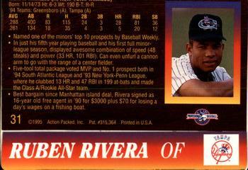 1995 Action Packed #31 Ruben Rivera Back