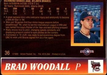 1995 Action Packed #36 Brad Woodall Back