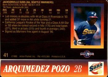 1995 Action Packed #41 Arquimedez Pozo Back