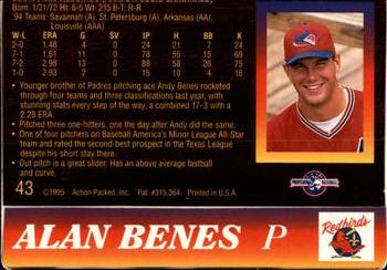 1995 Action Packed #43 Alan Benes Back