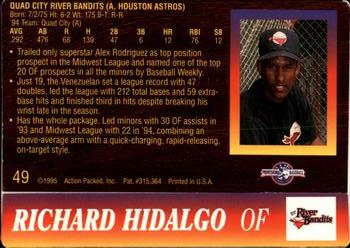 1995 Action Packed #49 Richard Hidalgo Back