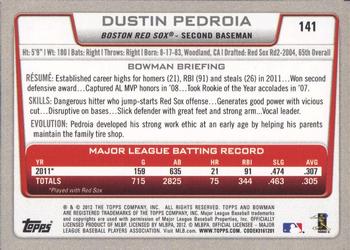 2012 Bowman #141 Dustin Pedroia Back