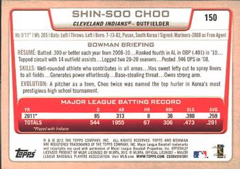 2012 Bowman #150 Shin-Soo Choo Back