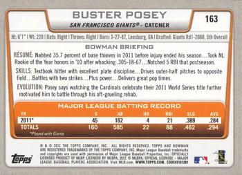 2012 Bowman #163 Buster Posey Back