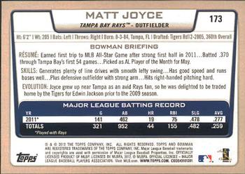 2012 Bowman #173 Matt Joyce Back