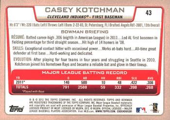 2012 Bowman #43 Casey Kotchman Back