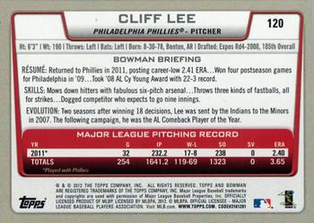 2012 Bowman #120 Cliff Lee Back