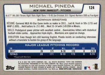 2012 Bowman #124 Michael Pineda Back