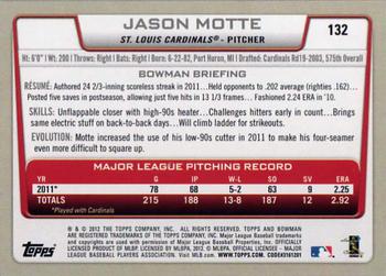 2012 Bowman #132 Jason Motte Back