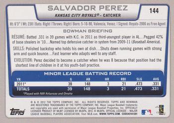 2012 Bowman #144 Salvador Perez Back