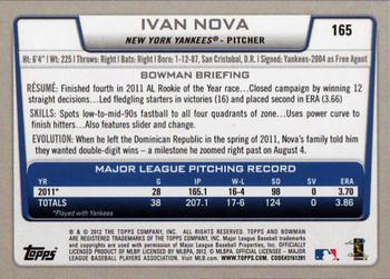 2012 Bowman #165 Ivan Nova Back