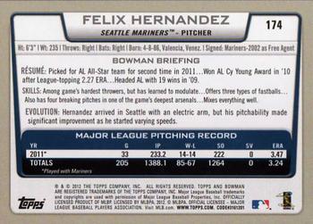 2012 Bowman #174 Felix Hernandez Back