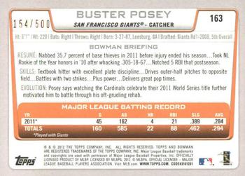 2012 Bowman - Blue #163 Buster Posey Back