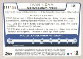 2012 Bowman - Blue #165 Ivan Nova Back
