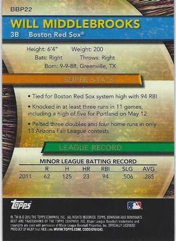 2012 Bowman - Bowman's Best Prospects #BBP22 Will Middlebrooks Back