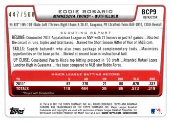 2012 Bowman - Chrome Prospect Autographs Refractors #BCP9 Eddie Rosario Back