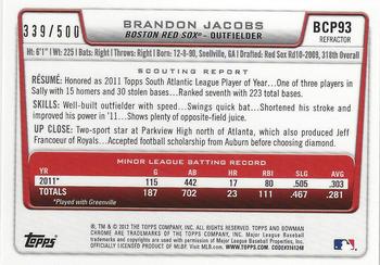 2012 Bowman - Chrome Prospect Autographs Refractors #BCP93 Brandon Jacobs Back
