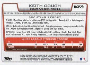 2012 Bowman - Chrome Prospects #BCP29 Keith Couch Back
