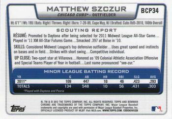 2012 Bowman - Chrome Prospects #BCP34 Matthew Szczur Back