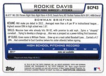 2012 Bowman - Chrome Prospects #BCP43 Rookie Davis Back