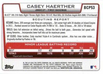 2012 Bowman - Chrome Prospects #BCP53 Casey Haerther Back