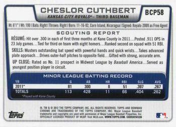 2012 Bowman - Chrome Prospects #BCP58 Cheslor Cuthbert Back