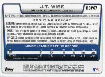 2012 Bowman - Chrome Prospects #BCP67 J.T. Wise Back