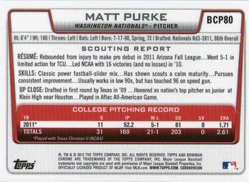 2012 Bowman - Chrome Prospects #BCP80 Matt Purke Back