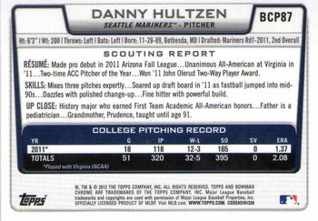 2012 Bowman - Chrome Prospects #BCP87 Danny Hultzen Back
