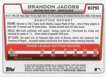 2012 Bowman - Chrome Prospects #BCP93 Brandon Jacobs Back