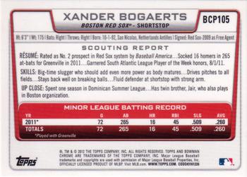 2012 Bowman - Chrome Prospects #BCP105 Xander Bogaerts Back