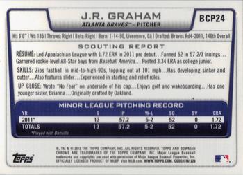 2012 Bowman - Chrome Prospects #BCP24 J.R. Graham Back