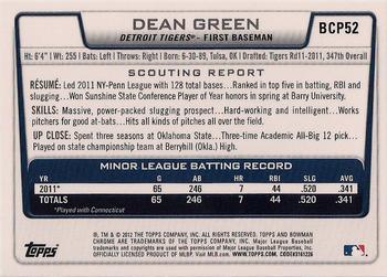 2012 Bowman - Chrome Prospects #BCP52 Dean Green Back