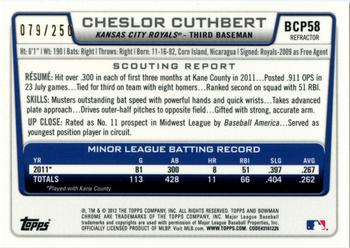 2012 Bowman - Chrome Prospects Blue Refractors #BCP58 Cheslor Cuthbert Back
